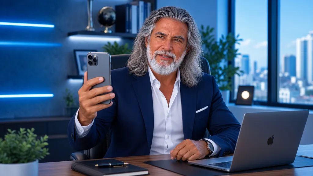 Jean-Philippe filmant une vidéo avec son téléphone