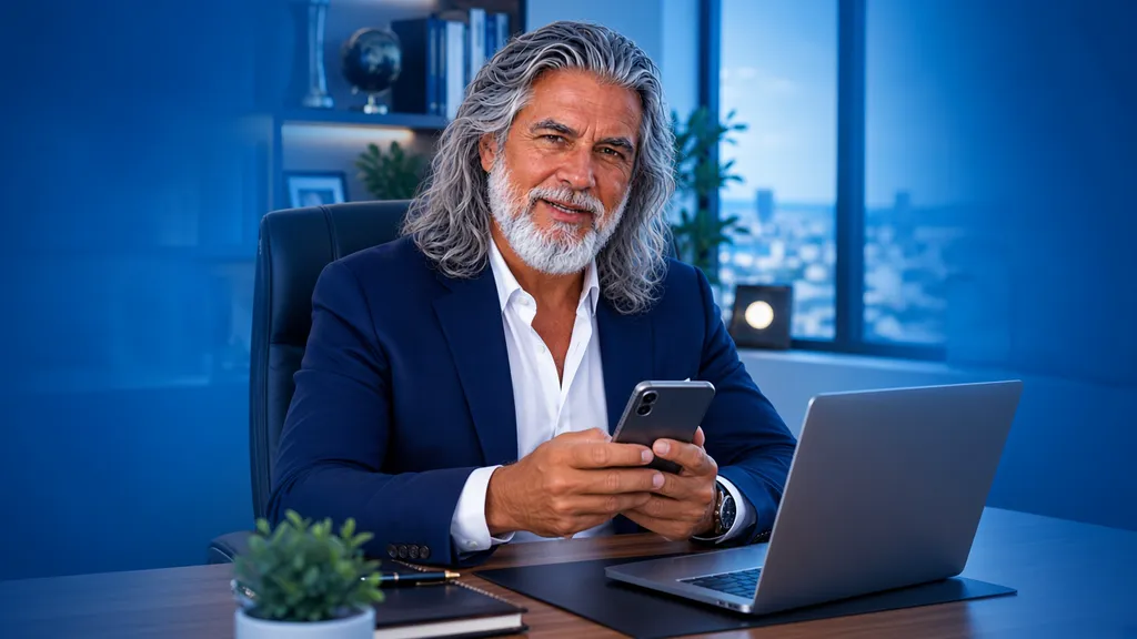 Jean-Philippe préparant une publication sur son téléphone