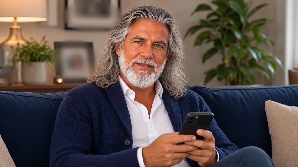 Jean-Philippe, sur son canapé, met à jour ses enveloppes sur son téléphone