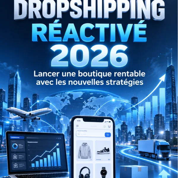 Couverture de l’ebook « Dropshipping Réactivé 2026 » : lancer une boutique en ligne