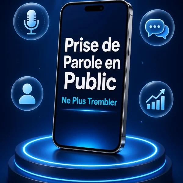 Couverture « Prise de Parole en Public – Ne Plus Trembler » affichée sur un smartphone